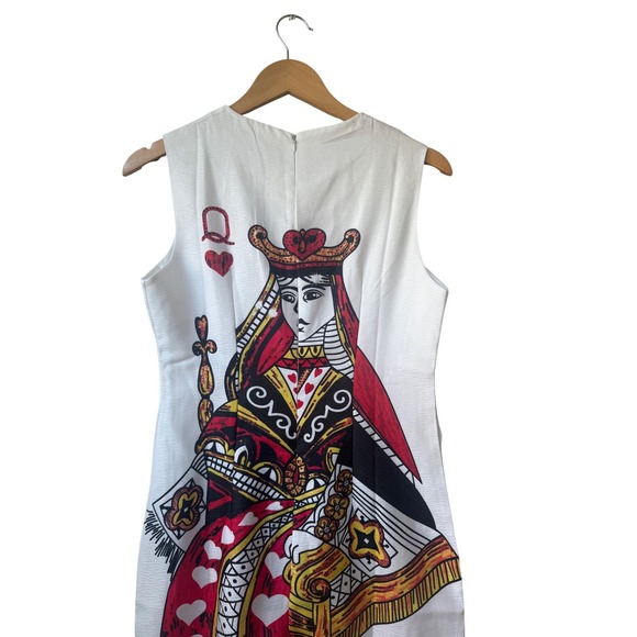 Queen of Hearts Playing Card Novelty Dress Sz S Casino Vegas Maximalist Baroque - Picture 5 of 9